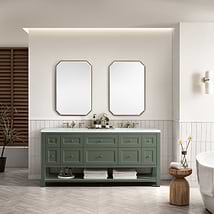 James Martin Vanities Breckenridge Smokey Celadon 72" Double Vanity with White Zeus Quartz Top