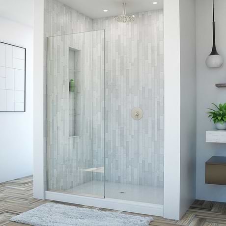 DreamLine Linea 34x72" Reversible Shower Screen with Clear Glass in  Brushed Nickel