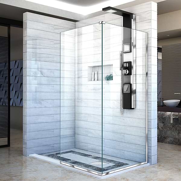 DreamLine Linea 34x30x72" Reversible Double Adjacent Screen Enclosure with Clear Glass in Chrome