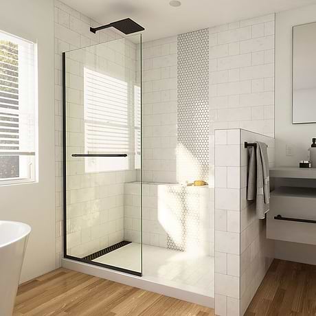 DreamLine Linea 34x72" Reversible Screen with Clear Glass in Satin Black