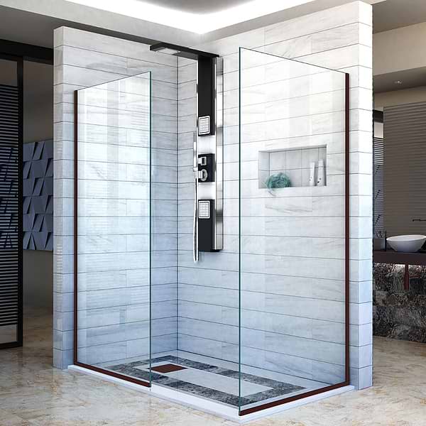 DreamLine Linea 34x30x72" Reversible Double Separate Screen Enclosure with Clear Glass in Oil Rubbed Bronze