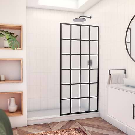 DreamLine Linea 34x72" Reversible Screen with Rhone Glass in Satin Black