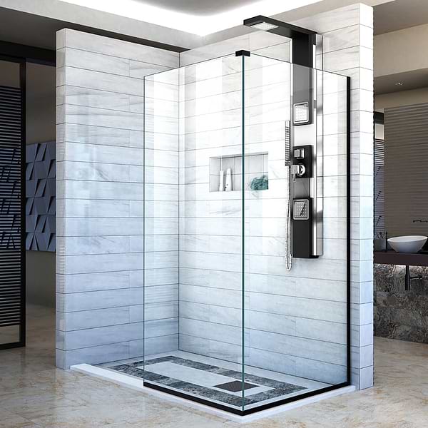 DreamLine Linea 30x34x72" Reversible Double Adjacent Screen Enclosure with Clear Glass in Satin Black