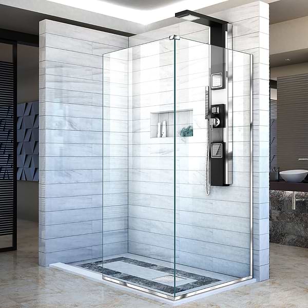DreamLine Linea 30x34x72" Reversible Double Adjacent Screen Enclosure with Clear Glass in Chrome