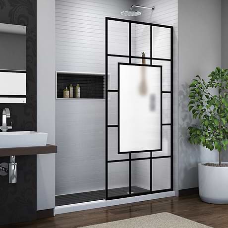 DreamLine Linea 34x72" Reversible Screen with Avignon Glass in Satin Black