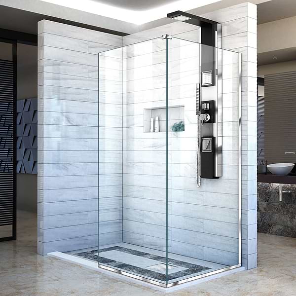 DreamLine Linea 30x30x72" Reversible Double Adjacent Screen Enclosure with Clear Glass in Chrome