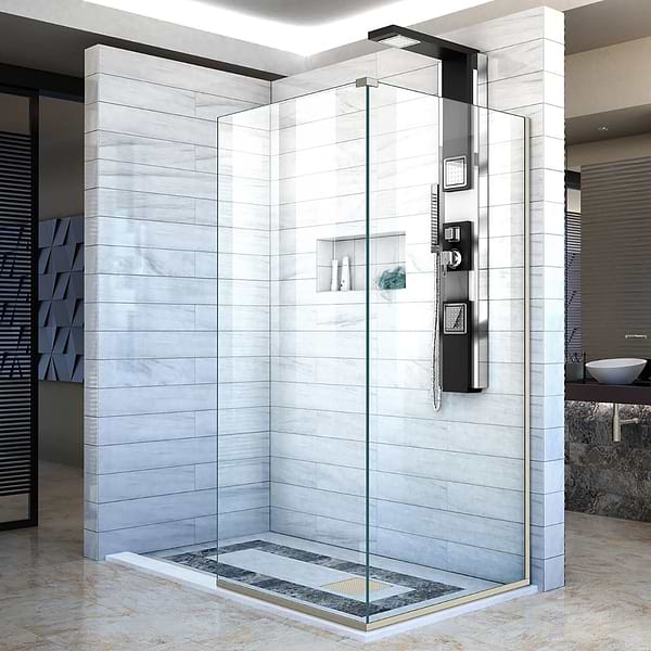 DreamLine Linea 30x30x72" Reversible Double Adjacent Screen Enclosure with Clear Glass in Brushed Nickel