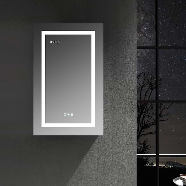 Rory Grooved 24x32" Rectangle Recessed or Wall Mounted Left-Hand LED Medicine Cabinet with Mirror
