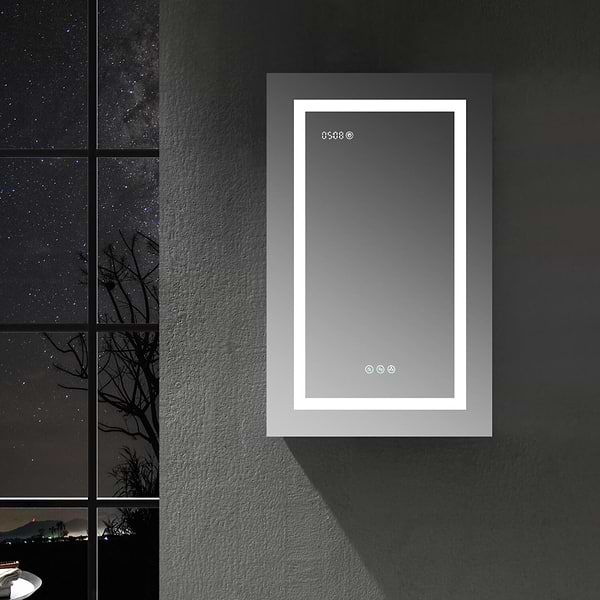 Rory Grooved 24x32" Rectangle Recessed or Wall Mounted Right-Hand LED Medicine Cabinet with Mirror