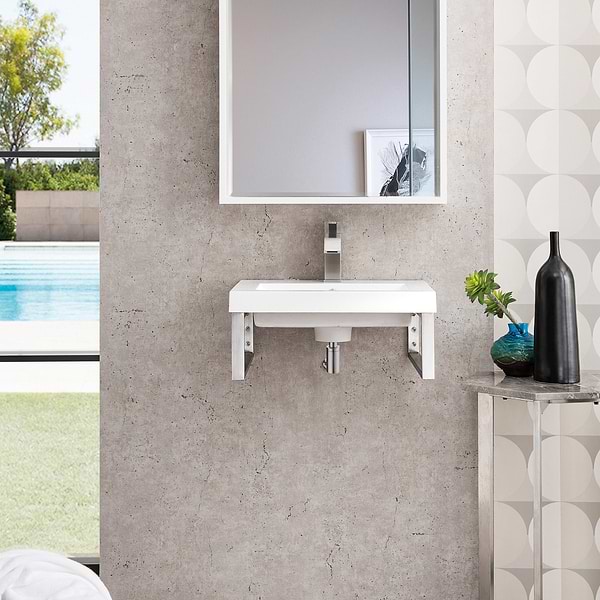 James Martin Vanities Boston Brushed Nickel 20" Floating Sink with White Integrated Top
