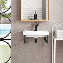 James Martin Vanities Boston Matte Black 20" Floating Sink with White Integrated Top