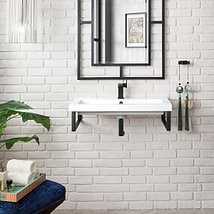 James Martin Vanities Boston Matte Black 32" Floating Sink with White Integrated Top