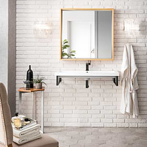 James Martin Vanities Boston Matte Black 40" Floating Sink with White Integrated Top
