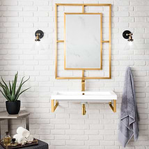 James Martin Vanities Boston Radiant Gold 32" Floating Sink with White Integrated Top