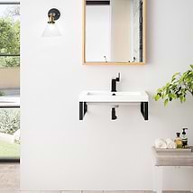 James Martin Vanities Boston Matte Black 24" Floating Sink with White Integrated Top