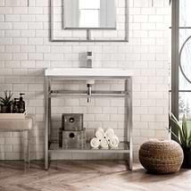 James Martin Vanities Boston Brushed Nickel 32" Freestanding Vanity without Top