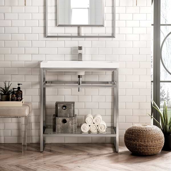 James Martin Vanities Boston Brushed Nickel 32" Freestanding Vanity without Top