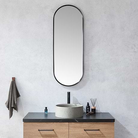 Olinda Brushed Black 18x48" Framed Oval Mirror