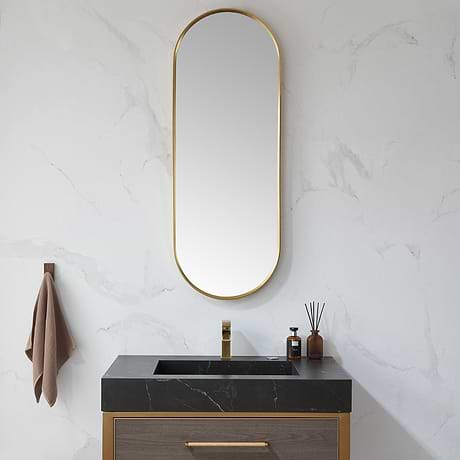 Olinda Brushed Gold 18x48" Framed Oval Mirror