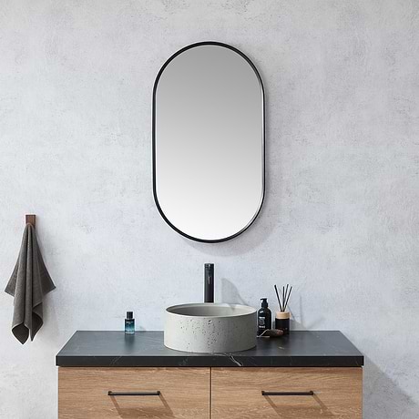 Olinda Brushed Black 20x36" Framed Oval Mirror