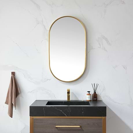Olinda Brushed Gold 20x36" Framed Oval Mirror