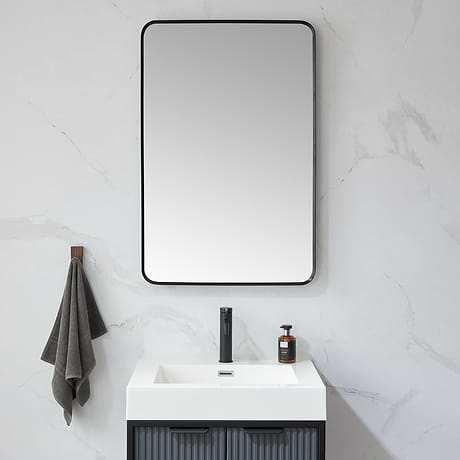 Olinda Brushed Black 24x36" Framed Rectangle Mirror