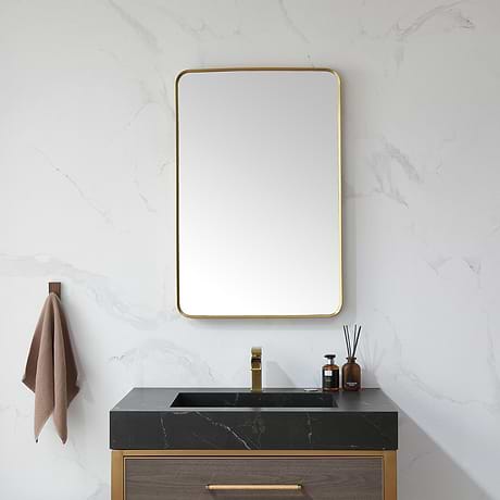 Olinda Brushed Gold 24x36" Framed Rectangle Mirror
