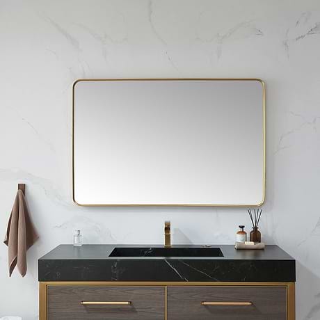 Olinda Brushed Gold 48x32" Framed Rectangle Mirror