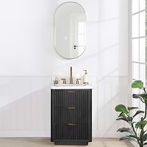 Solara Black Oak 24" Single Vanity with Bianco White Stone Top