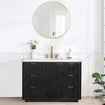 Solara Black Oak 48" Single Vanity with Bianco White Stone Top