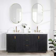Solara Black Oak 72" Double Vanity with Bianco White Stone Top