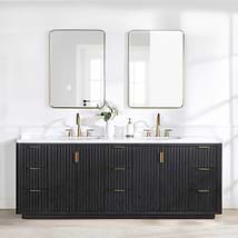 Solara Black Oak 84" Double Vanity with Bianco White Stone Top