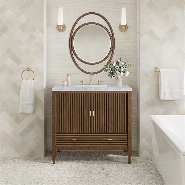 James Martin Vanities Esca Mid-Century Walnut 28x38" Oval Mirror