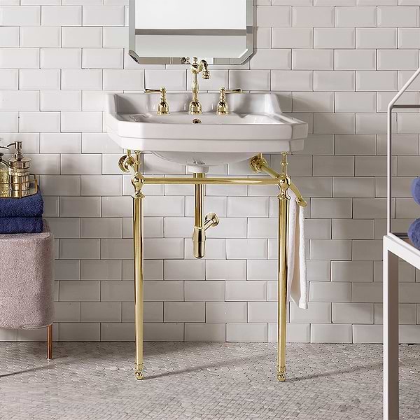 James Martin Vanities Wellington Brass 24" Single Vanity with Integrated White Porcelain Top