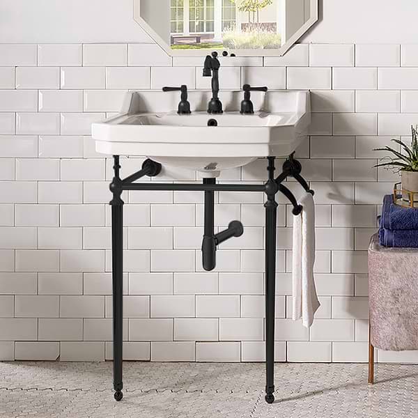 James Martin Vanities Wellington Matte Black 24" Single Vanity with Integrated White Porcelain Top