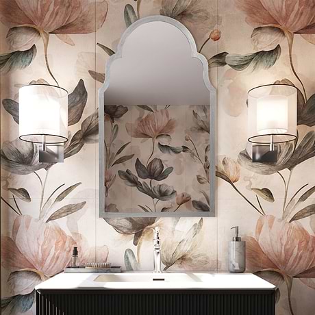 Rialto Medina Silver 21x37" Framed Arched Mirror