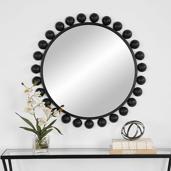 Orly Matte Black 34" Round Mirror