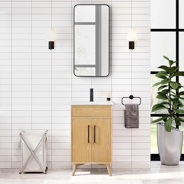 Adelle Blonde Oak 20" Single Vanity with White Ceramic Top