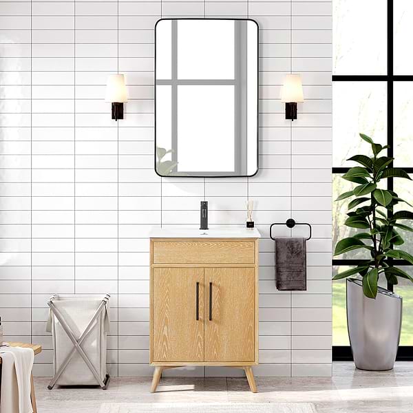 Adelle Blonde Oak 24" Single Vanity with White Ceramic Top