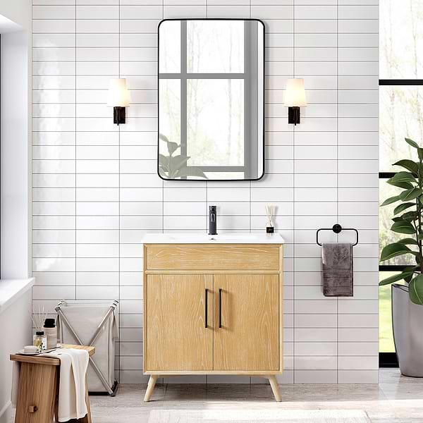 Adelle Blonde Oak 30" Single Vanity with White Ceramic Top