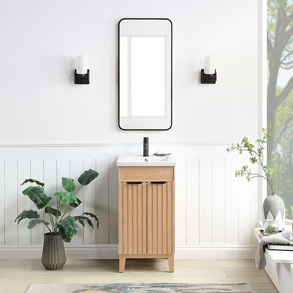 Gess Blonde Oak 18" Single Vanity with White Ceramic Basin Top