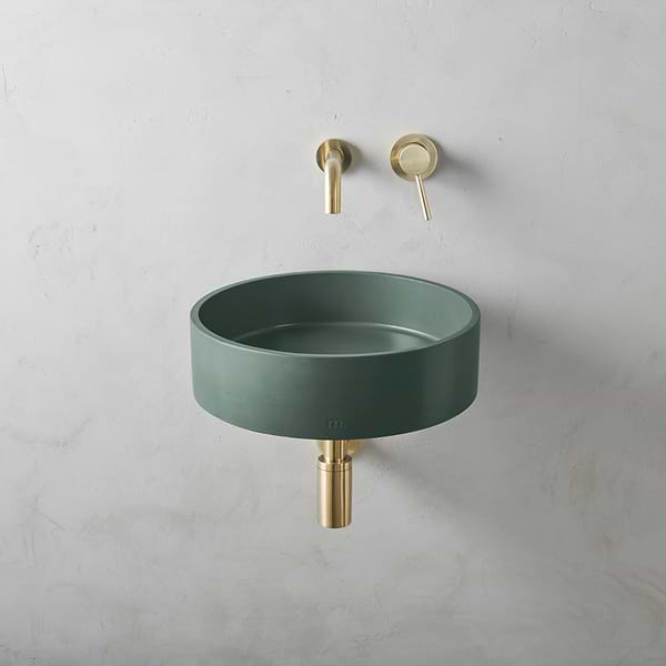 Odet Forest Green 16" Concrete Round Floating Sink by mudd.concrete