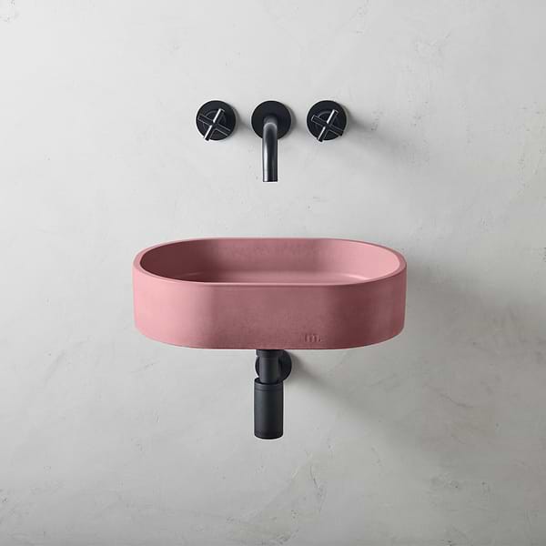 Parro Berry Pink 18" Concrete Oval Floating Sink by mudd.concrete