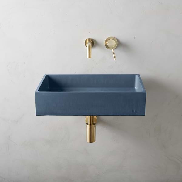 Jeker Denim Blue 21" Concrete Rectangle Floating Sink by mudd.concrete