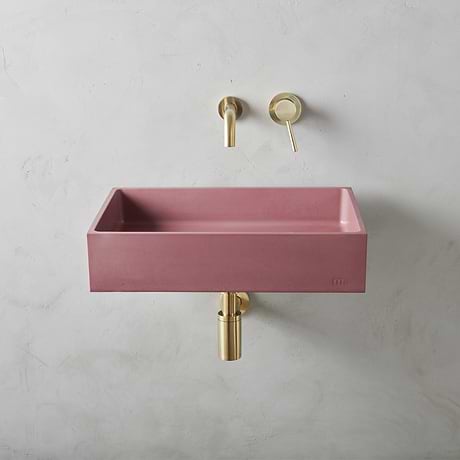 Jeker Berry Pink 21" Concrete Rectangle Floating Sink by mudd.concrete