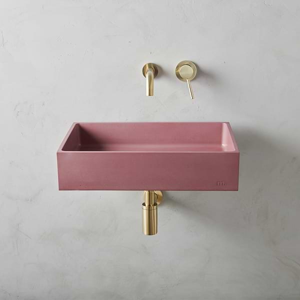 Jeker Berry Pink 21" Concrete Rectangle Floating Sink by mudd.concrete