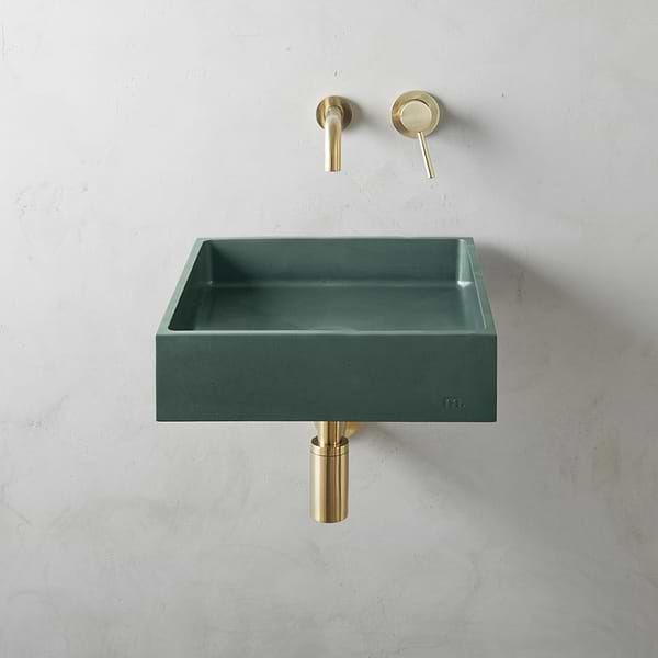 Yarra Forest Green 16" Concrete Square Floating Sink by mudd.concrete