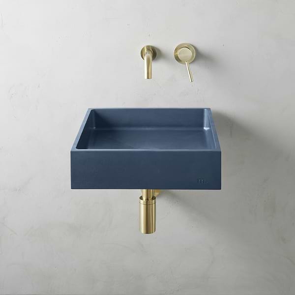 Yarra Denim Blue 16" Concrete Square Floating Sink by mudd.concrete
