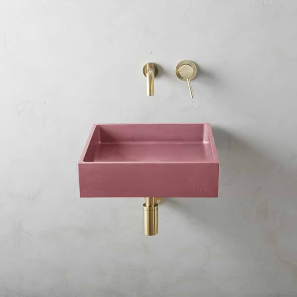 Yarra Berry Pink 16" Concrete Square Floating Sink by mudd.concrete