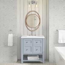 James Martin Vanities Breckenridge Serenity Blue 30" Single Vanity with White Zeus Quartz Top